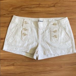 Express Cream Button-Detail Women Shorts